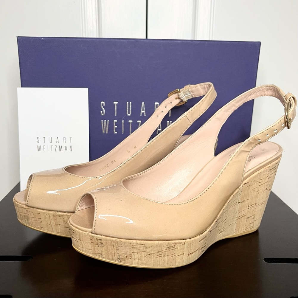 Stuart Weitzman Tan Platform Slingback Heels - Picture 2 of 8